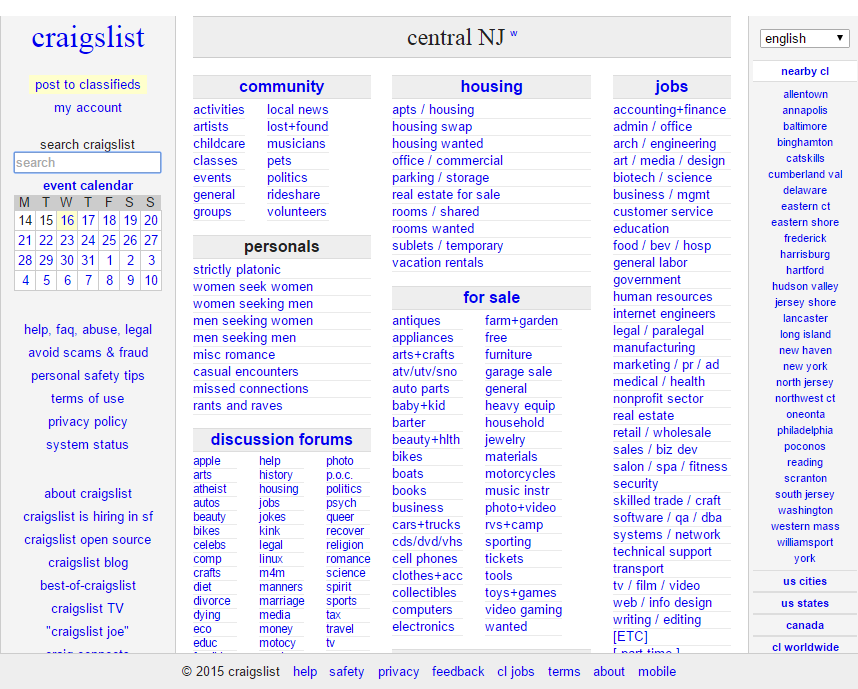 search of of craigslist